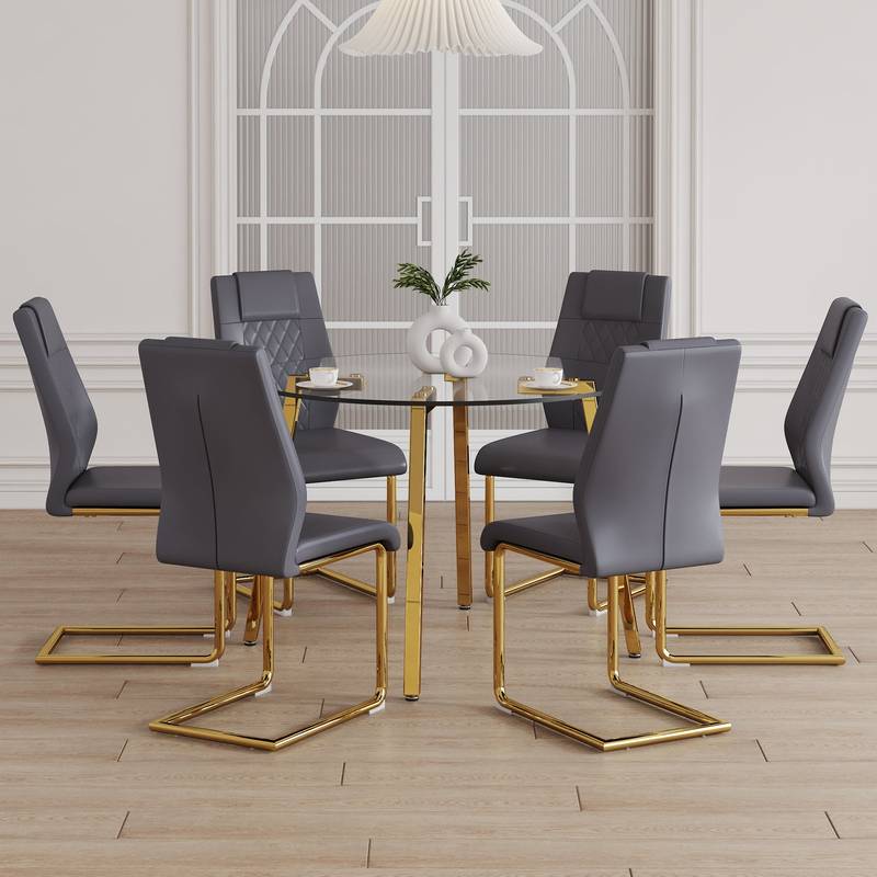 Chic Glass & Gray Dining Set