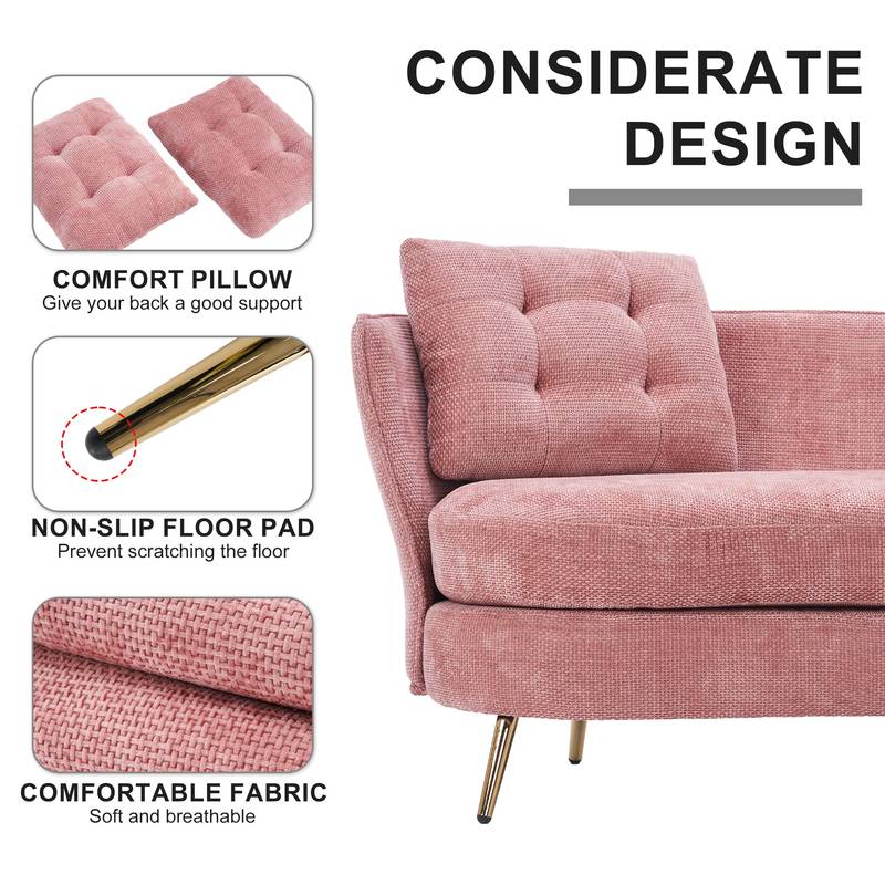 Chic Pink Loveseat with Gold Legs