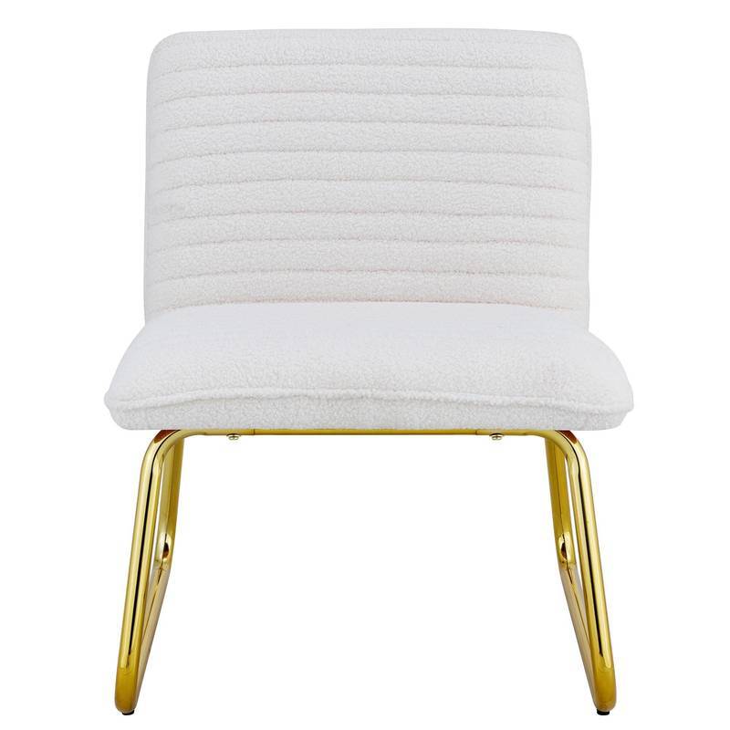 Chic White Armless Sofa Chair with Gold Legs
