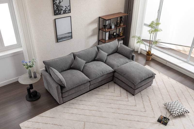 Chic Modular L-Shaped Sofa with Ottoman