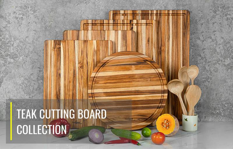 Premium Round Teak Cutting Boards - Set of Five