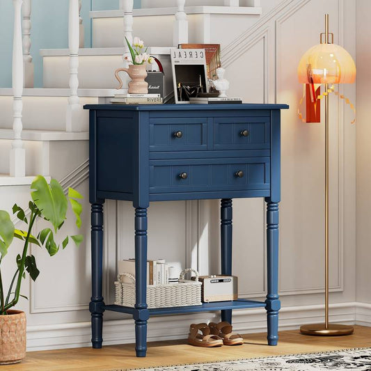 Navy Slim Storage Console Table