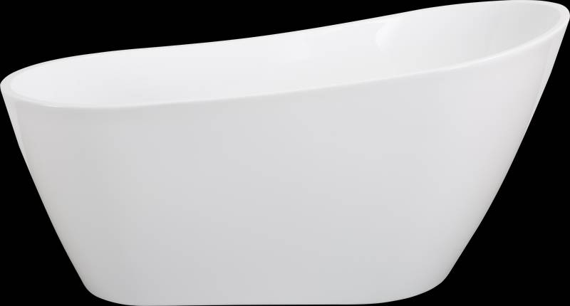 Sleek White Acrylic Freestanding Soaking Tub with Chrome Overflow