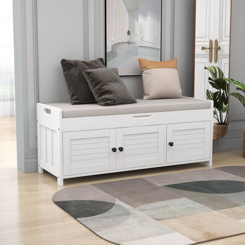 Chic Storage Bench with Cushion and Hidden Space