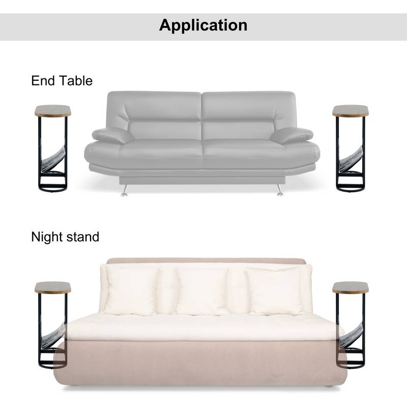 Chic Acacia Oval Side Tables with Magazine Storage