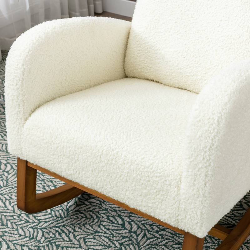 Comfy Rocking Chair with Wooden Legs