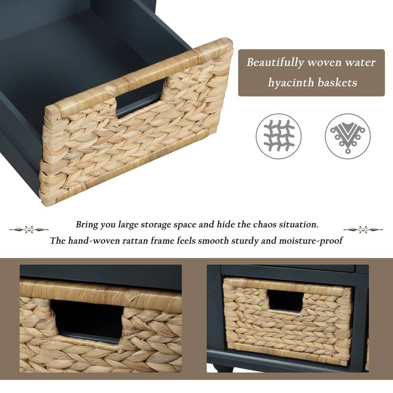 Rustic Charm Storage Bench with Baskets