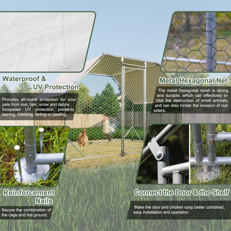 Walk-In Chicken Coop with Waterproof Cover