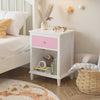 Charming Pink Wooden Nightstand with Shelf & Drawer