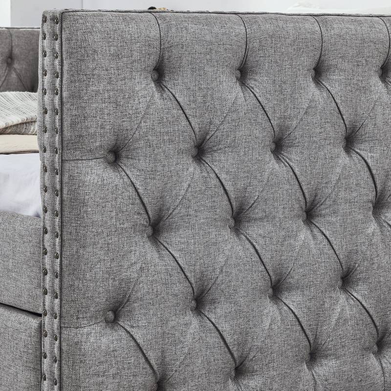 Stylish Grey Daybed with Storage Drawers