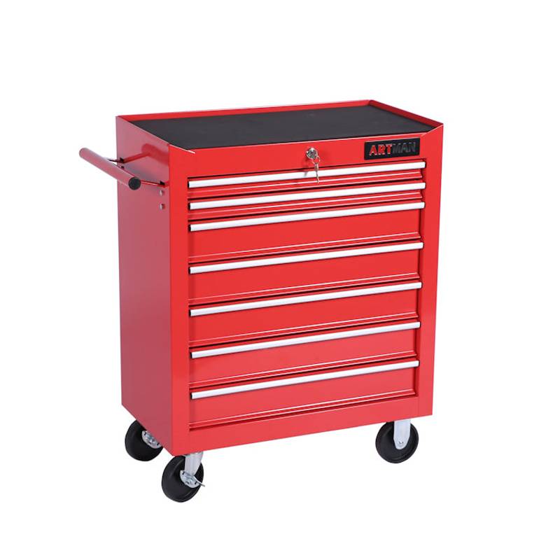 Rolling Red Tool Cart with 7 Drawers