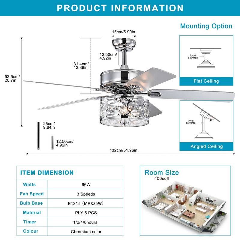 Sparkling Breeze Chandelier Fan