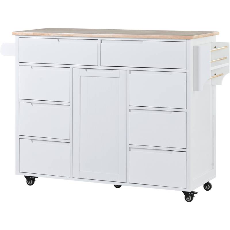 Stylish Kitchen Cart with Wood Top & Easy-Glide Drawers
