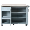 Rolling Kitchen Island with Foldable Top and Storage