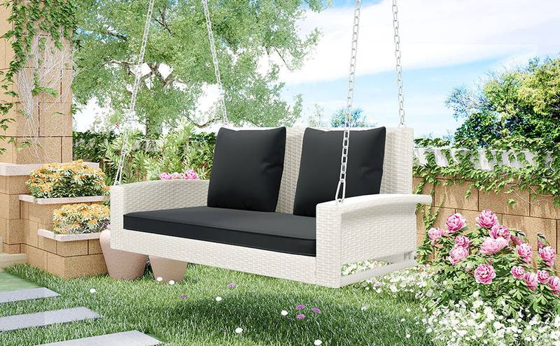 Cozy Wicker Swing for Two