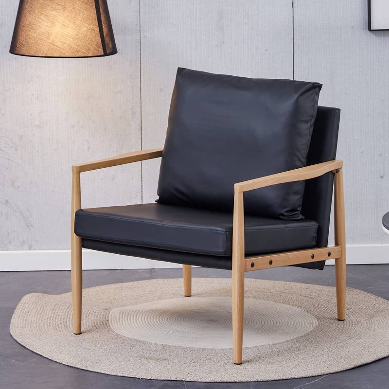 Chic Black Leather Accent Chair