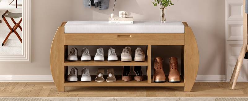 Cozy Curved Shoe Bench