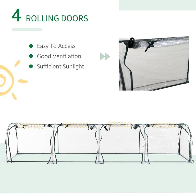 Outsunny Portable Mini Greenhouse Tunnels with Roll-Up Doors