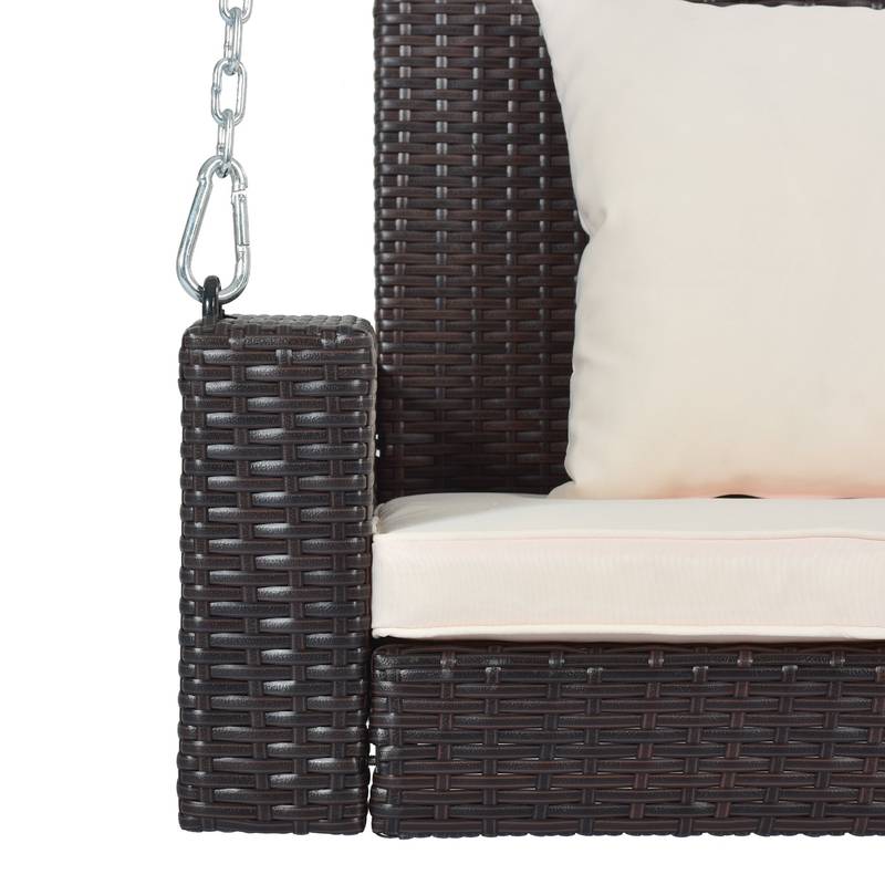 Cozy Duo Wicker Swing with Cushions