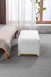 Chic Ivory Boucle Ottoman with Gold Legs