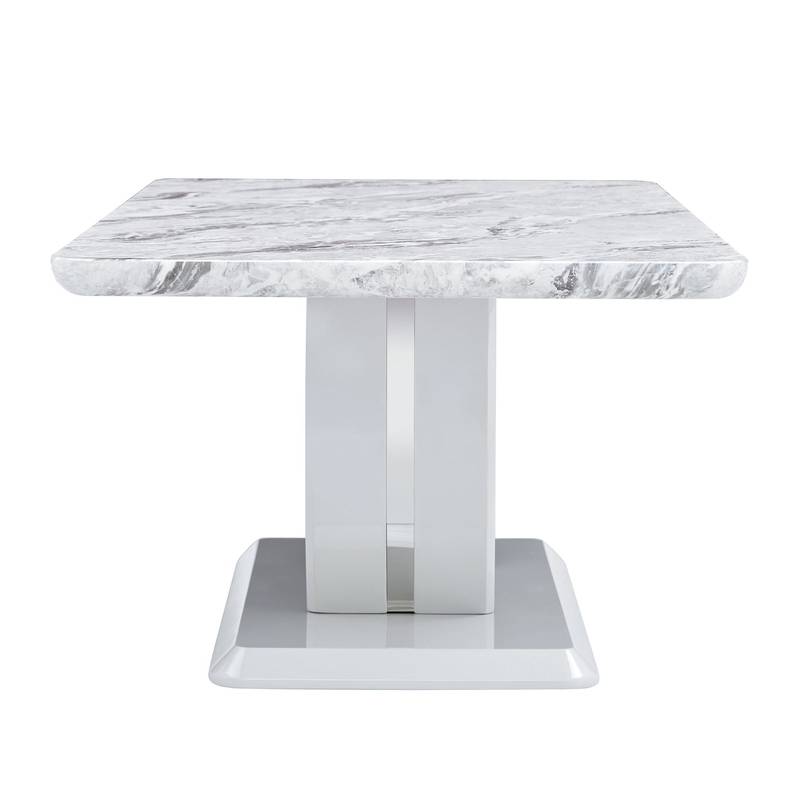 Elegant Gray Marble Coffee Table with Silver Accents