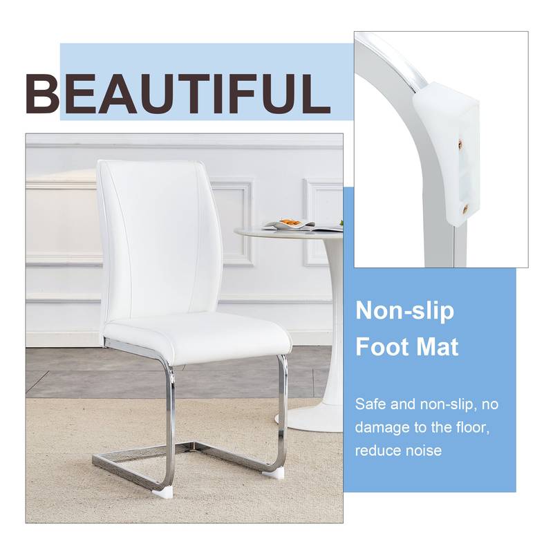 Chic White Curve Dining Chairs - Set of 4