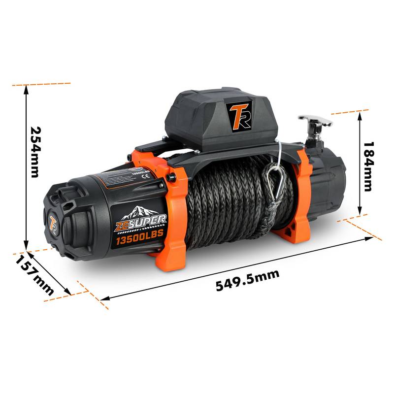 ZESUPER Heavy-Duty Electric Winch with Synthetic Rope and Remote Control