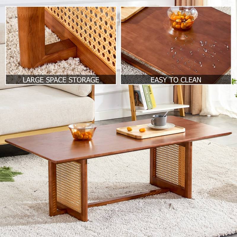 Walnut Rattan-Inspired Tea Table