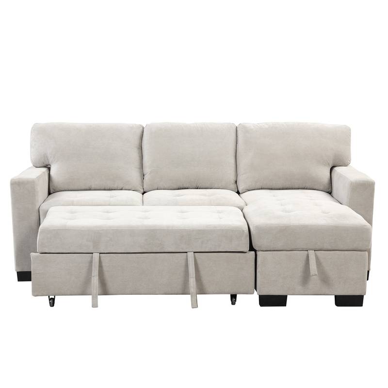 Chic Light Gray Chaise Lounge with Hidden Storage and USB Charger