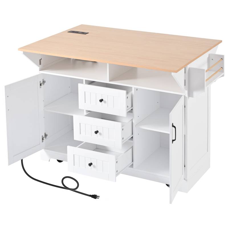 Stylish Rolling Kitchen Island with Drop Leaves and Storage