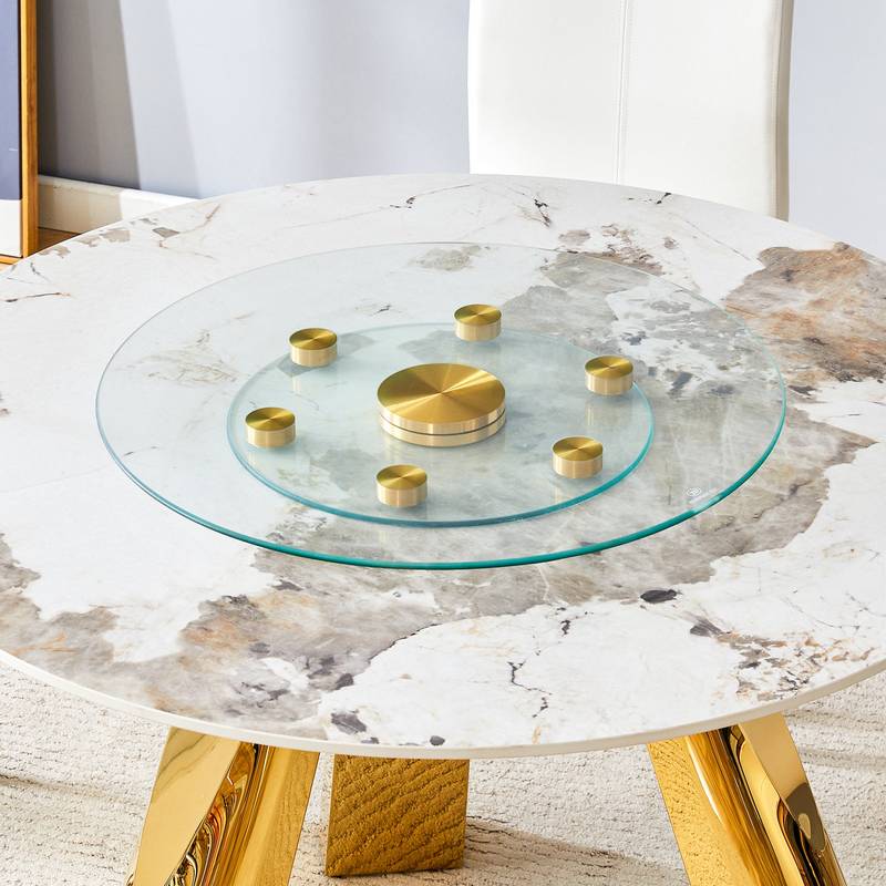 Gold Touch Rotating Glass Tray