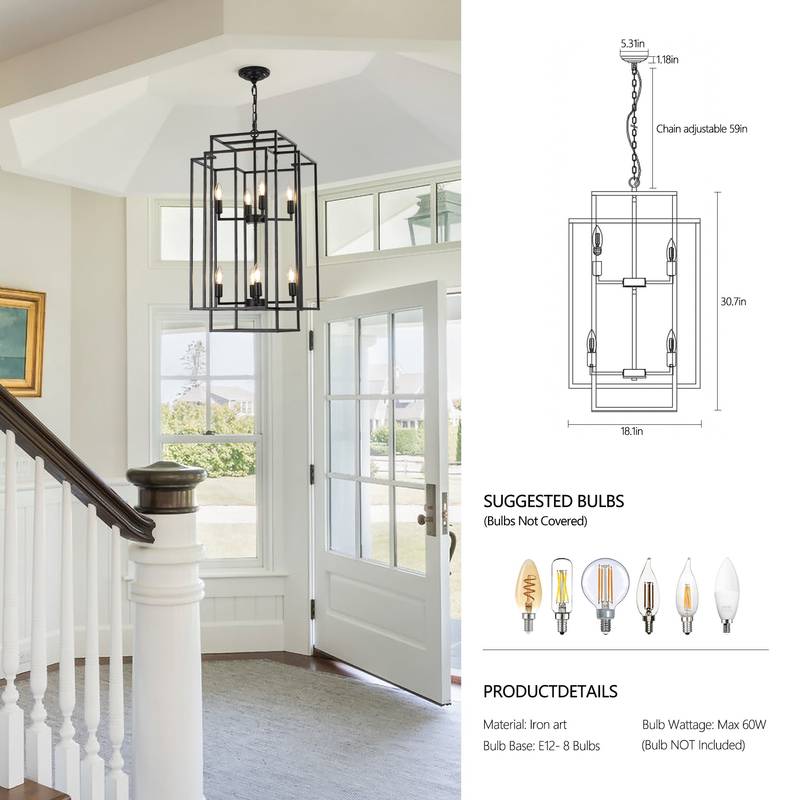 Chic Black Lantern Pendant Chandelier