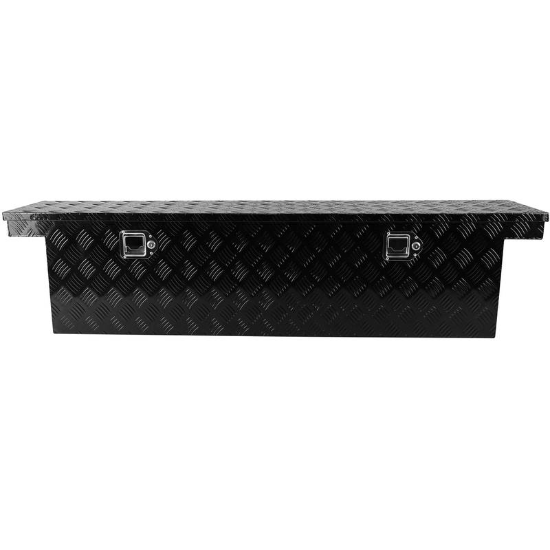 Heavy-Duty Truck Bed Toolbox - Sleek Black Aluminum Design