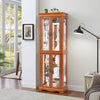 Illuminated Oak Glass Display Cabinet