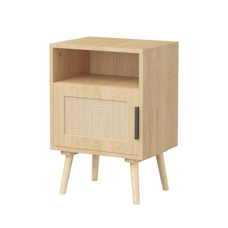 Chic Rattan Nightstand with Open Shelf - Perfect for Small Spaces