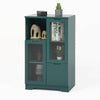 Chic Green Cabinet with Glass Doors and Open Storage