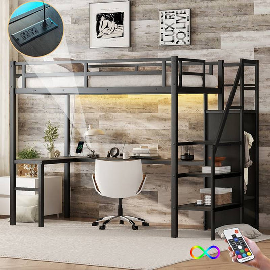 Lofted Adventure Bed with Desk and USB - Perfect for Kids and Teens!