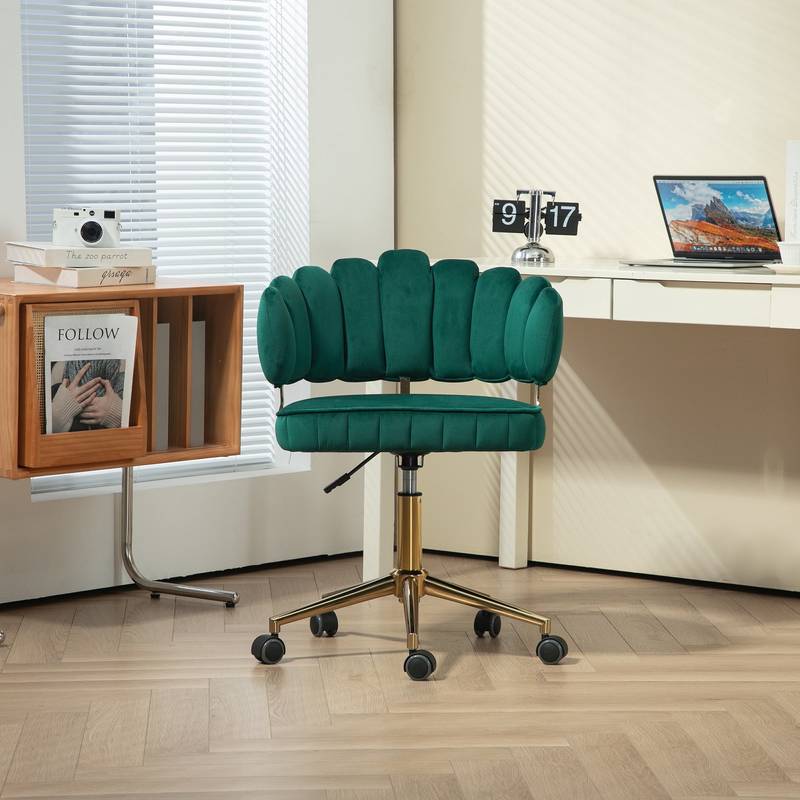 Emerald Velvet Swivel Desk Chair