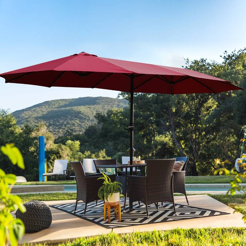 Vibrant Double-Sided Patio Umbrella with Base