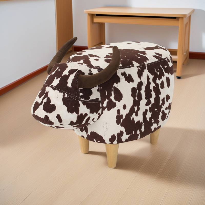 Cozy Cow Ottoman: Adorable Velvet Foot Stool for Any Space