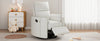 Cozy Beige Swivel Rocker Recliner with Pillows