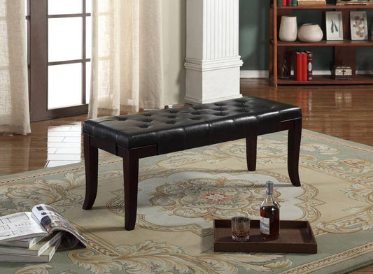 Chic Faux Leather Tufted Bench