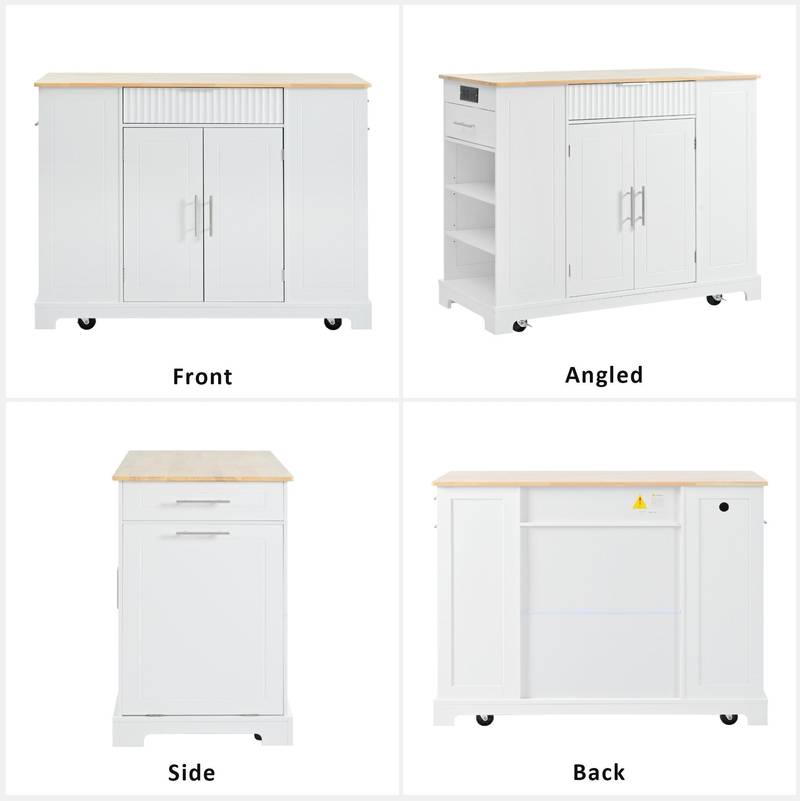Chic Kitchen Island with Hidden Trash & Storage Solutions