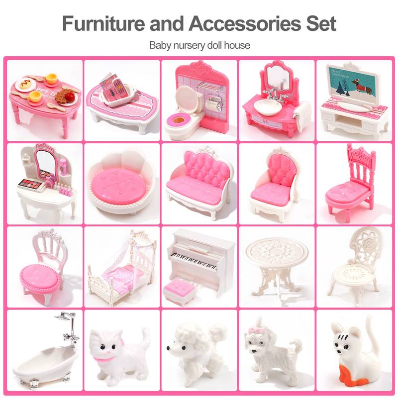 Cozy Wooden Dollhouse with Furniture Set for Kids