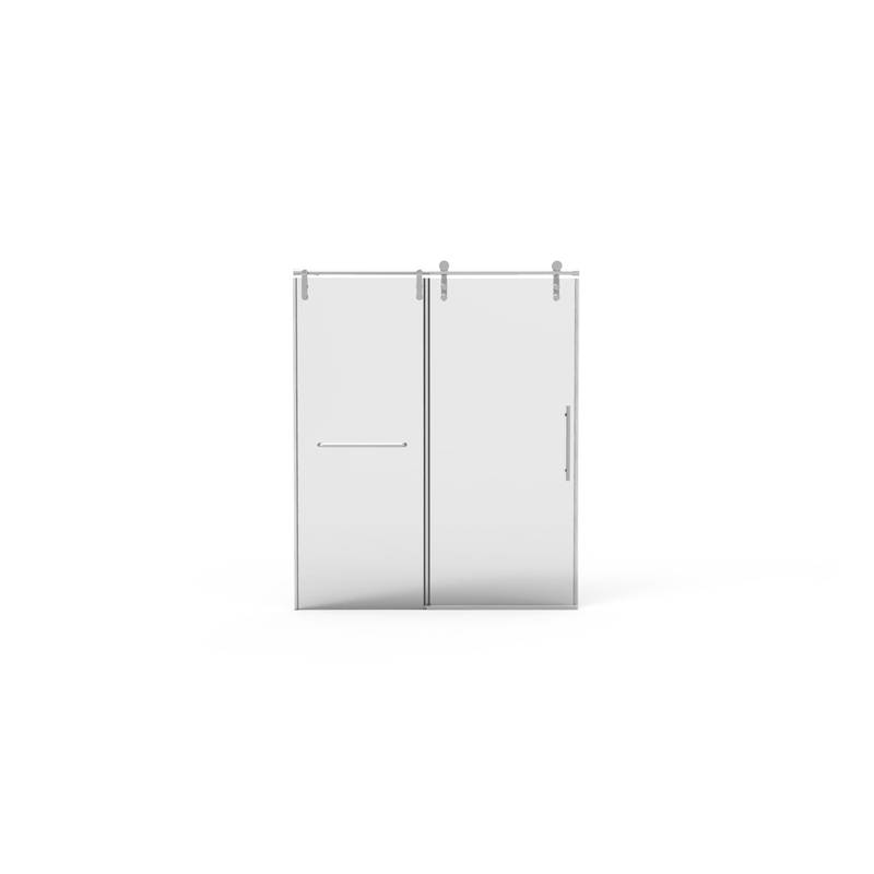 Sleek Brushed Nickel Sliding Shower Door with Easy-Clean Glass