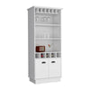 Chic White Bar Cabinet with Wine Rack & Storage Shelves
