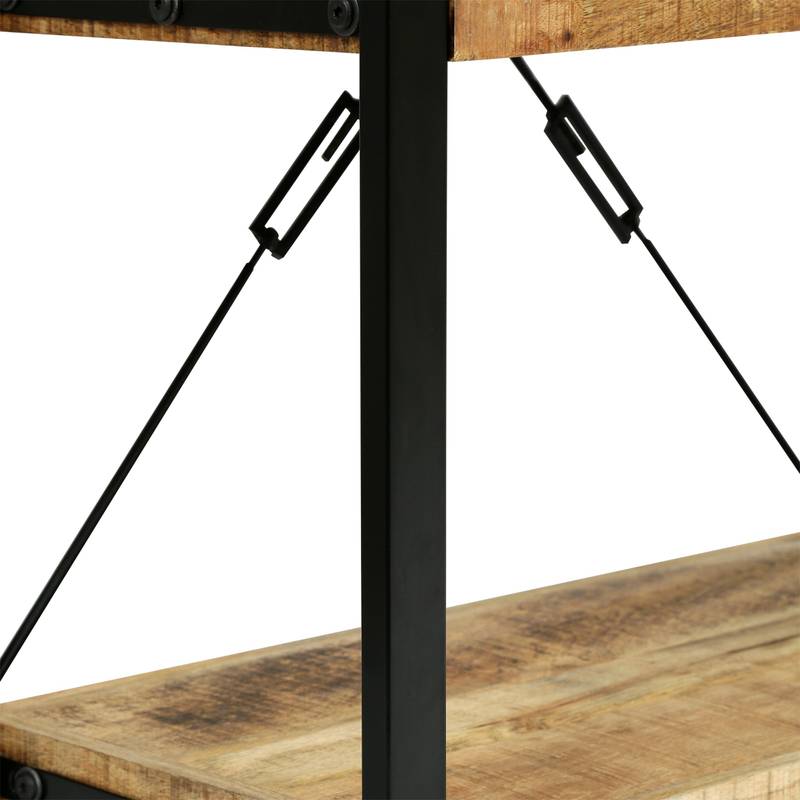 Rustic Iron & Wood Shelf Stand