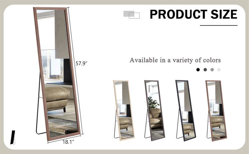 Elegant Wood Grain Full-Length Mirror