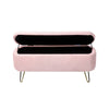 Chic Pink Storage Bench with Gold Legs