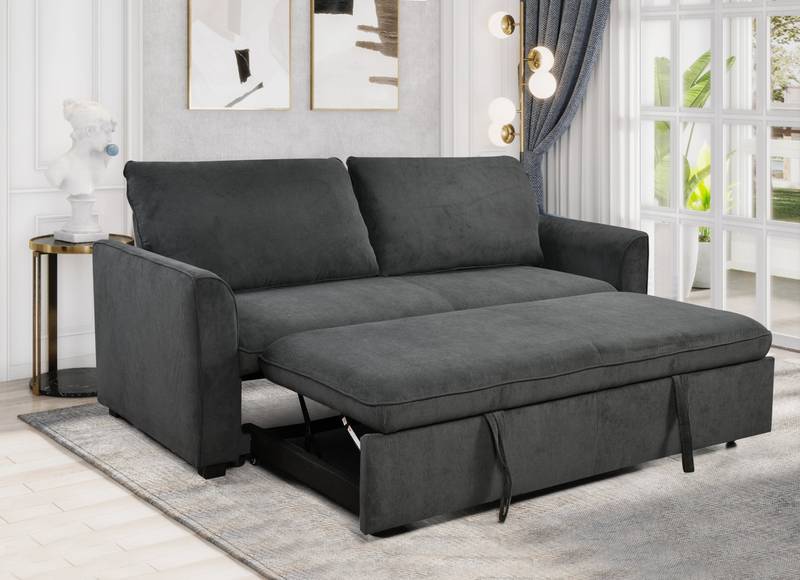Cozy ConvertiSofa: Stylish Loveseat with Pullout Bed and Reclining Backrest